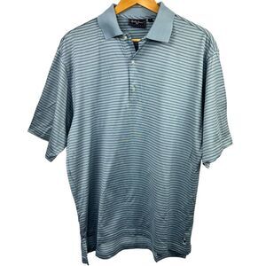 Bobby Jones Players Blue Striped Polo Shirt Size M Medium Short Sleeve